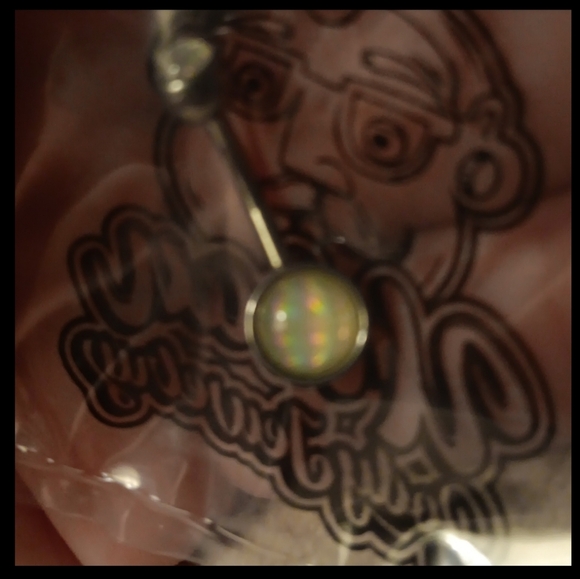 Clear Double irridecent/ Escent Belly Button Ring white silver - Picture 2 of 3